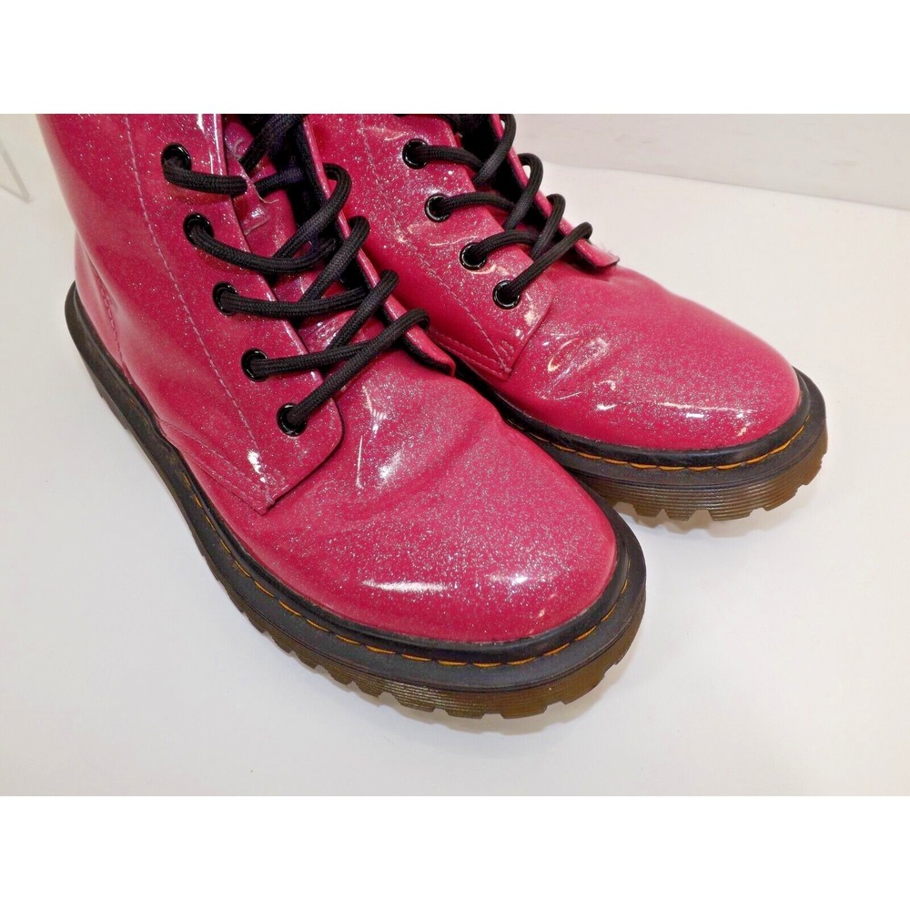 Dr Martens Luana Patent Leather Hot Glitter Pink boots - Womens size 7 - Picture 8 of 16